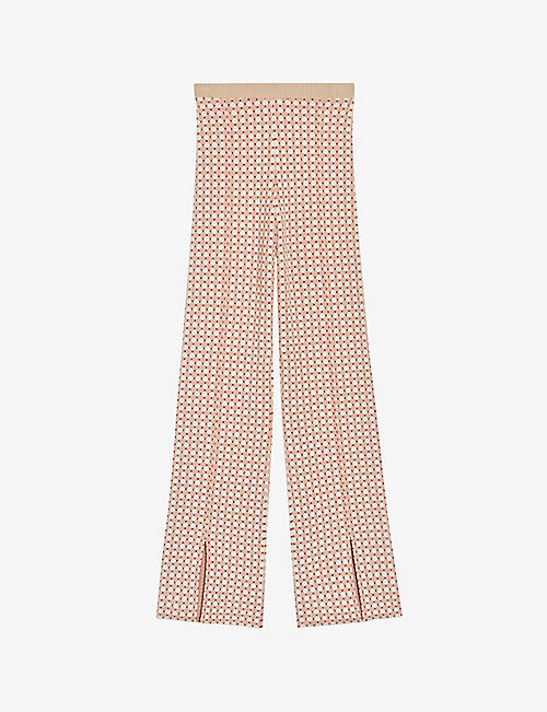 CLAUDIE PIERLOT: Pattern-print knitted high rise trousers