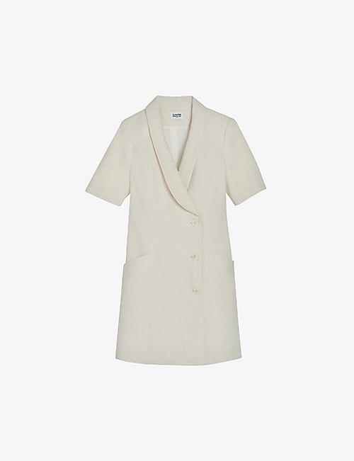 CLAUDIE PIERLOT: Reseaula shawl-lapel linen-blend mini dress