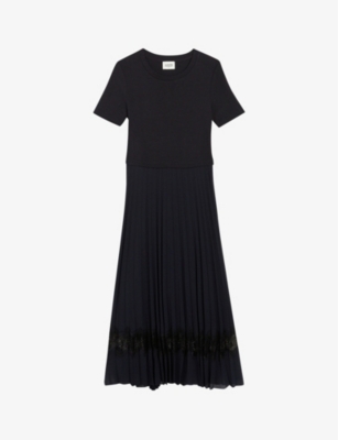 CLAUDIE PIERLOT: Teli pleated-petticoat cotton midi dress