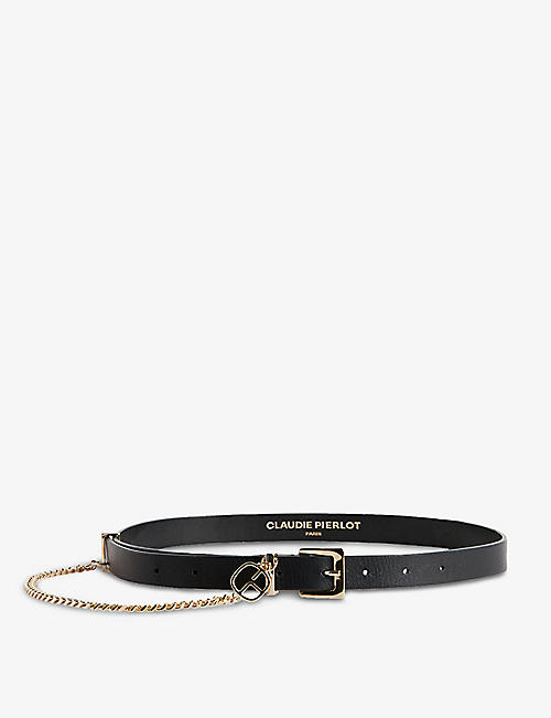 CLAUDIE PIERLOT: Alicante chain-embellished leather belt