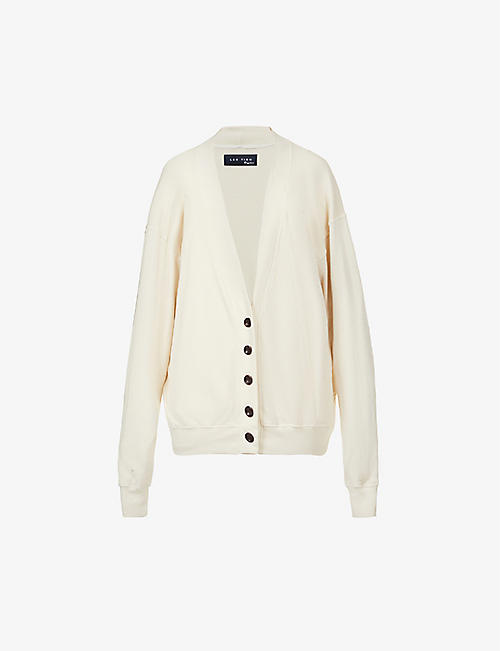 LES TIEN: Relaxed-fit V-neck cotton-jersey cardigan
