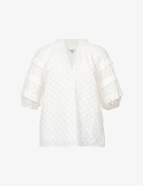 RAILS: Paris daisy-embroidered cotton-poplin blouse