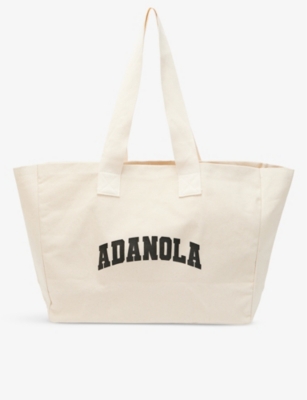 ADANOLA: Varsity cotton-canvas tote bag