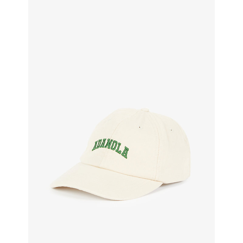 Adanola Varsity Logo-embroidered Cotton-canvas Cap In Cream Green