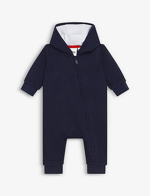 BOSS: Logo cotton hooded sleepsuit 1 month - 12 months