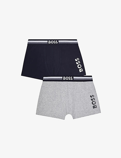 BOSS: Logo stretch-cotton boxers pack of two 6-12 years