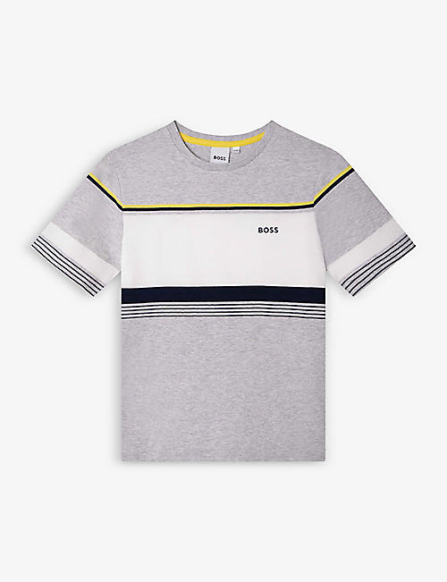 BOSS: Colour block cotton-jersey T-shirt 6-12 years