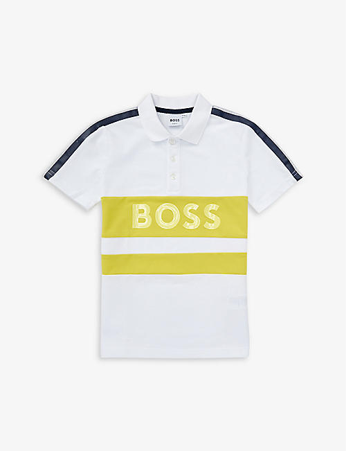 BOSS: Logo-print stretch-cotton blend polo shirt 4-16 years