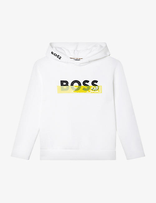 BOSS: Logo-print stretch-cotton hoody 4-16 years