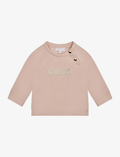 CHLOE: Flocked logo cotton-jersey sweatshirt 6 months - 3 years