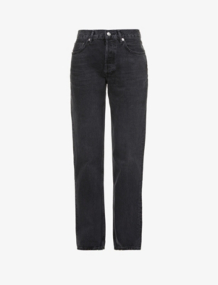 Shop Agolde Women's Conduct Lana Faded Straight-leg Mid-rise Organic Denim Jeans In Black