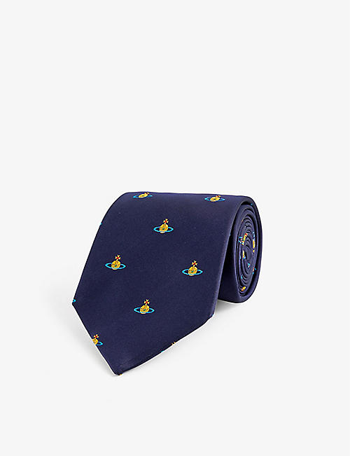 VIVIENNE WESTWOOD: Branded-pattern silk tie