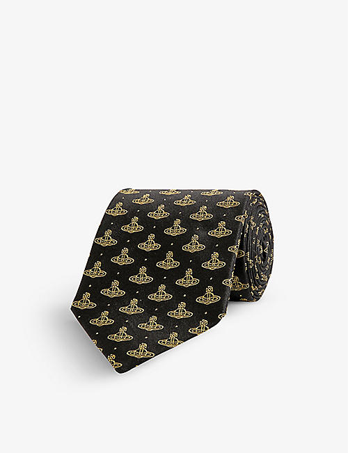 VIVIENNE WESTWOOD: Logo-print silk tie