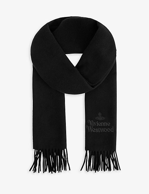 VIVIENNE WESTWOOD: Orb and logo-embroidered wool scarf