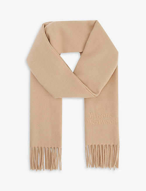 VIVIENNE WESTWOOD: Orb and logo-embroidered wool scarf