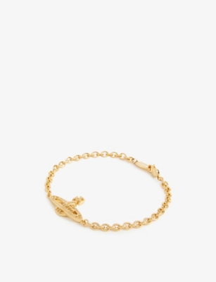 VIVIENNE WESTWOOD: Mini Bas Relief brass and crystal bracelet