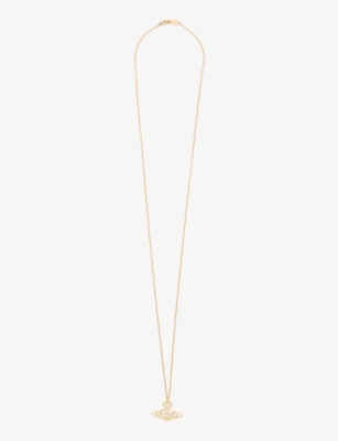 VIVIENNE WESTWOOD: Thin Lines Flat Orb gold-toned brass necklace