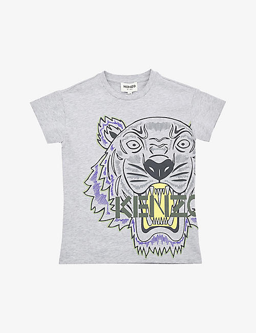 KENZO: Tiger-print cotton T-shirt 4-5 years