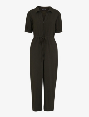 Khaki Frill Sleeve Button Jumpsuit, WHISTLES