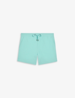 Ted Baker Colne Solid Textured Drawstring Swim Shorts In Mint