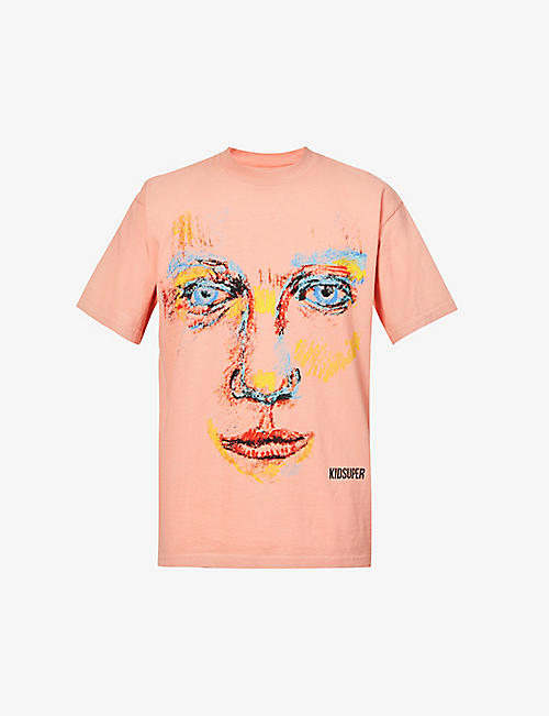 KIDSUPER: Sketch Face graphic-print cotton-jersey T-shirt