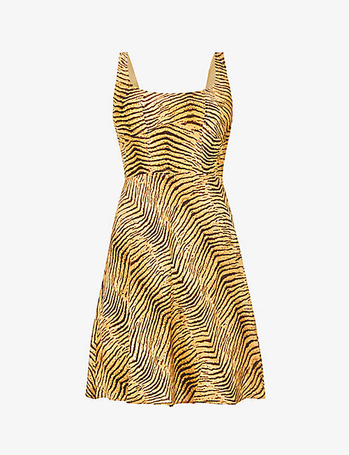 RIXO: Ronan tiger-print silk-crepe mini dress