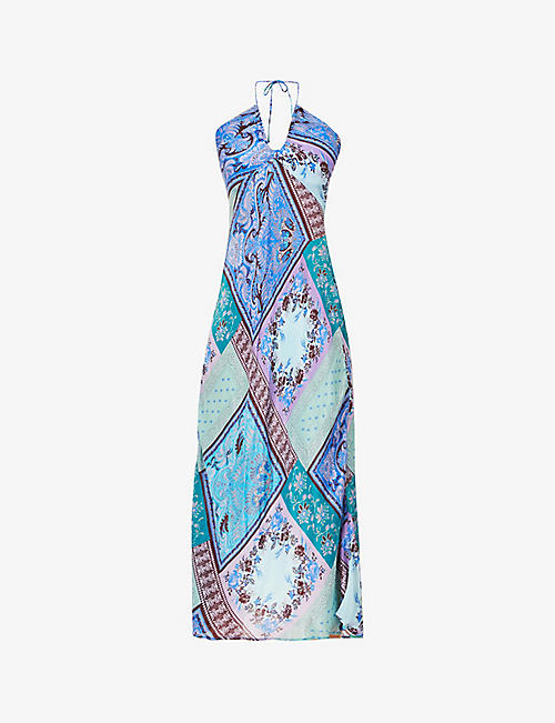 RIXO: Faro abstract-print woven midi dress