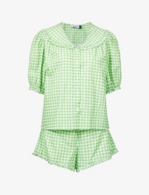 RIXO LONDON ALVA GINGHAM-PRINT COTTON-POPLIN TWO-PIECE SET