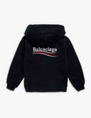 BALENCIAGA Political logo-embroidered cotton hoody 4-10 years