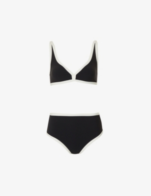 THE MARIA LOW-WAIST BIKINI in BLACK & CREAM CREPE – Lisa Marie