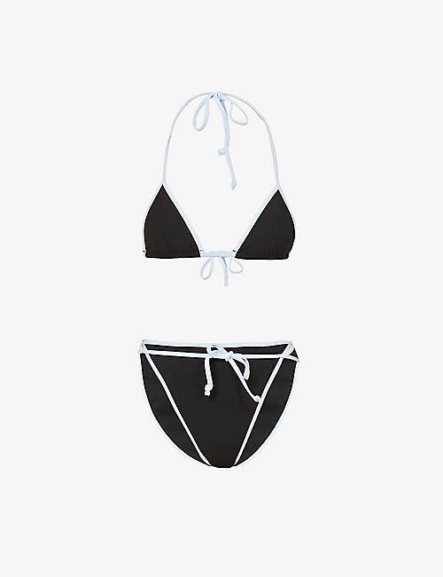 LISA MARIE FERNANDEZ: Contrast trim wrap stretch-woven bikini set