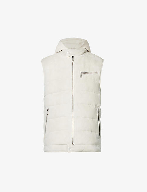 ELEVENTY: Relaxed-fit leather-down hooded gilet