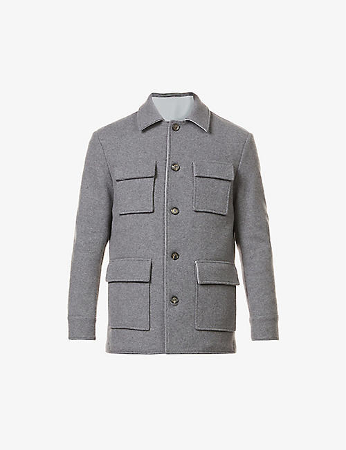 ELEVENTY: Wide-collar four-pocket wool-blend field jacket