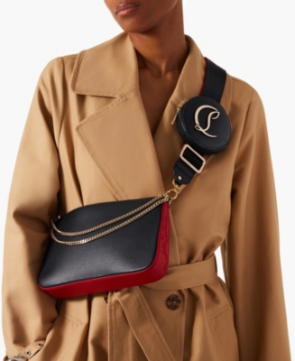 Christian Louboutin Loubila Rubber-trimmed Textured-leather Shoulder Bag In Black/loubi/black