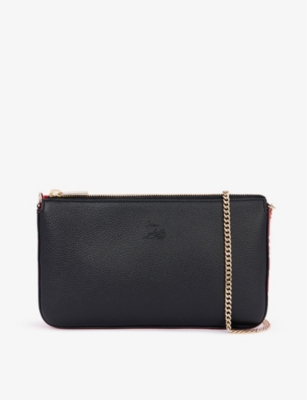 Christian Louboutin Loubila Contrast-panel Leather Shoulder Bag In Black/loubi/black