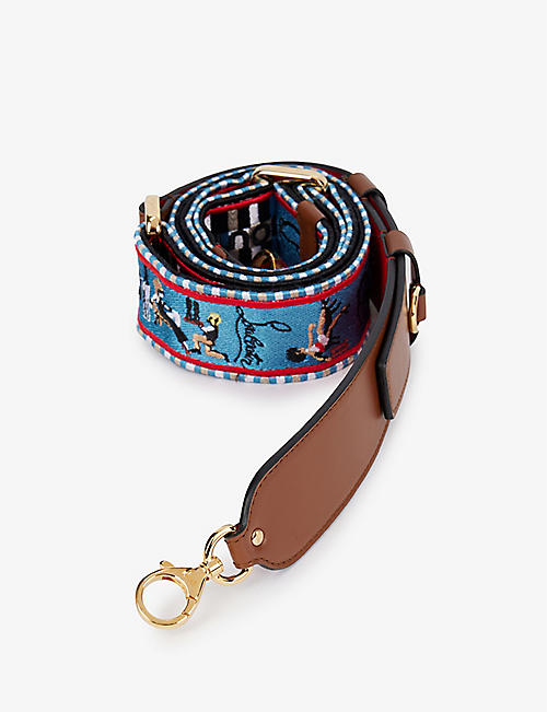 CHRISTIAN LOUBOUTIN: Engraved graphic-embroidery leather bag strap