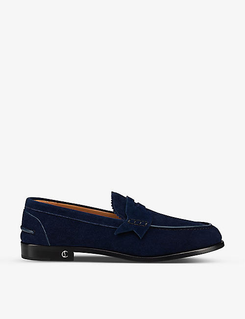 CHRISTIAN LOUBOUTIN: No Penny logo-plaque suede loafers