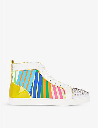 CHRISTIAN LOUBOUTIN: Louis Spikes Orlato studded canvas high-top trainers