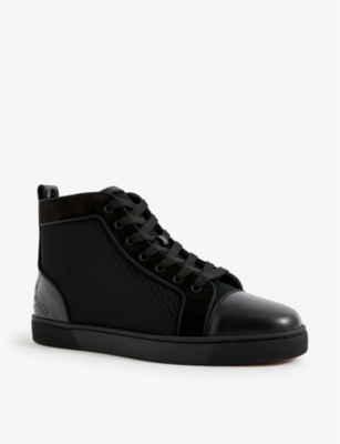 CHRISTIAN LOUBOUTIN Fun Louis panelled leather high-top trainers