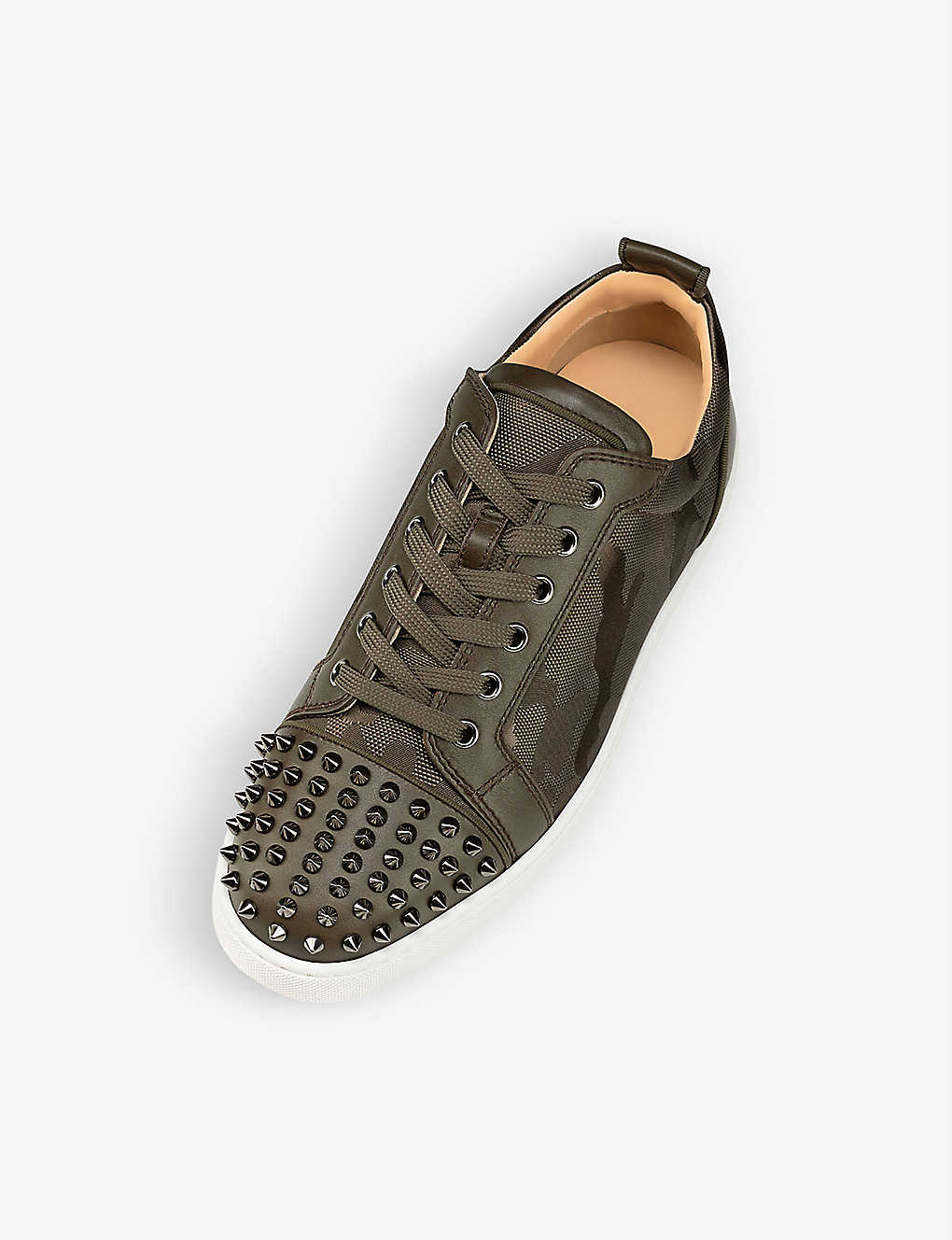 CHRISTIAN LOUBOUTIN Louis Junior Spikes leather and textile low-top trainers