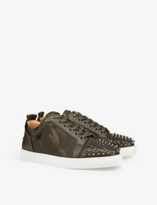 CHRISTIAN LOUBOUTIN Louis Junior Spikes leather and textile low-top trainers