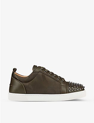 CHRISTIAN LOUBOUTIN: Louis Junior Spikes leather and textile low-top trainers