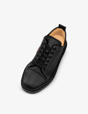 Shop Christian Louboutin Men's Black Adolon Junior Vegan Leather Low-top Trainers