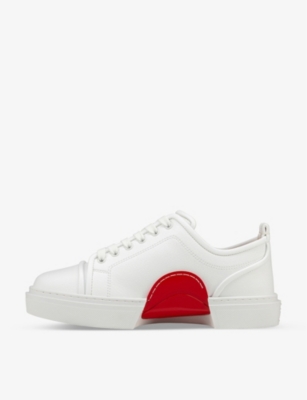 Christian Louboutin Mens White Adolon Junior Contrast-panel Woven Low-top Trainers
