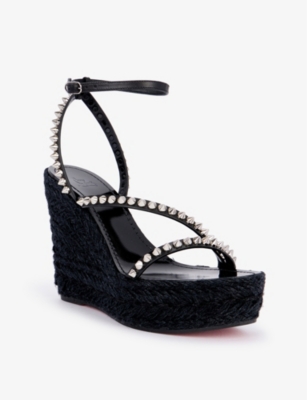 CHRISTIAN LOUBOUTIN Mafaldina Zeppa 120 patent-leather and espadrille wedges