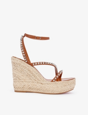 CHRISTIAN LOUBOUTIN Mafaldina Zeppa 120 patent-leather and espadrille wedges