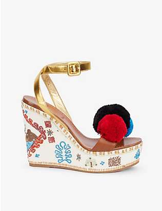 CHRISTIAN LOUBOUTIN: Cycladissimo 120 leather wedge sandals