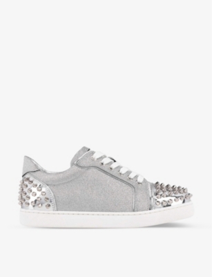 Vieira 2 - Low-top sneakers - Glittered calf leather and spikes - Silver -  Christian Louboutin