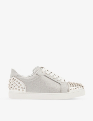 Christian Louboutin Womens Silver Vieira 2 Cotton Trainers