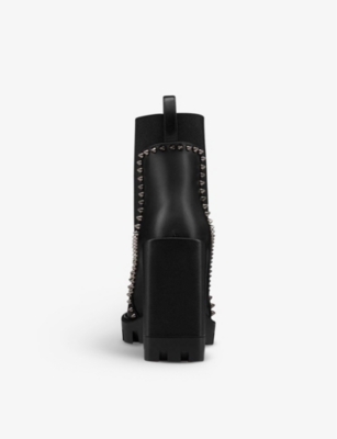 Shop Christian Louboutin Womens Black Out Lina Spike 100 Leather Heeled Boots